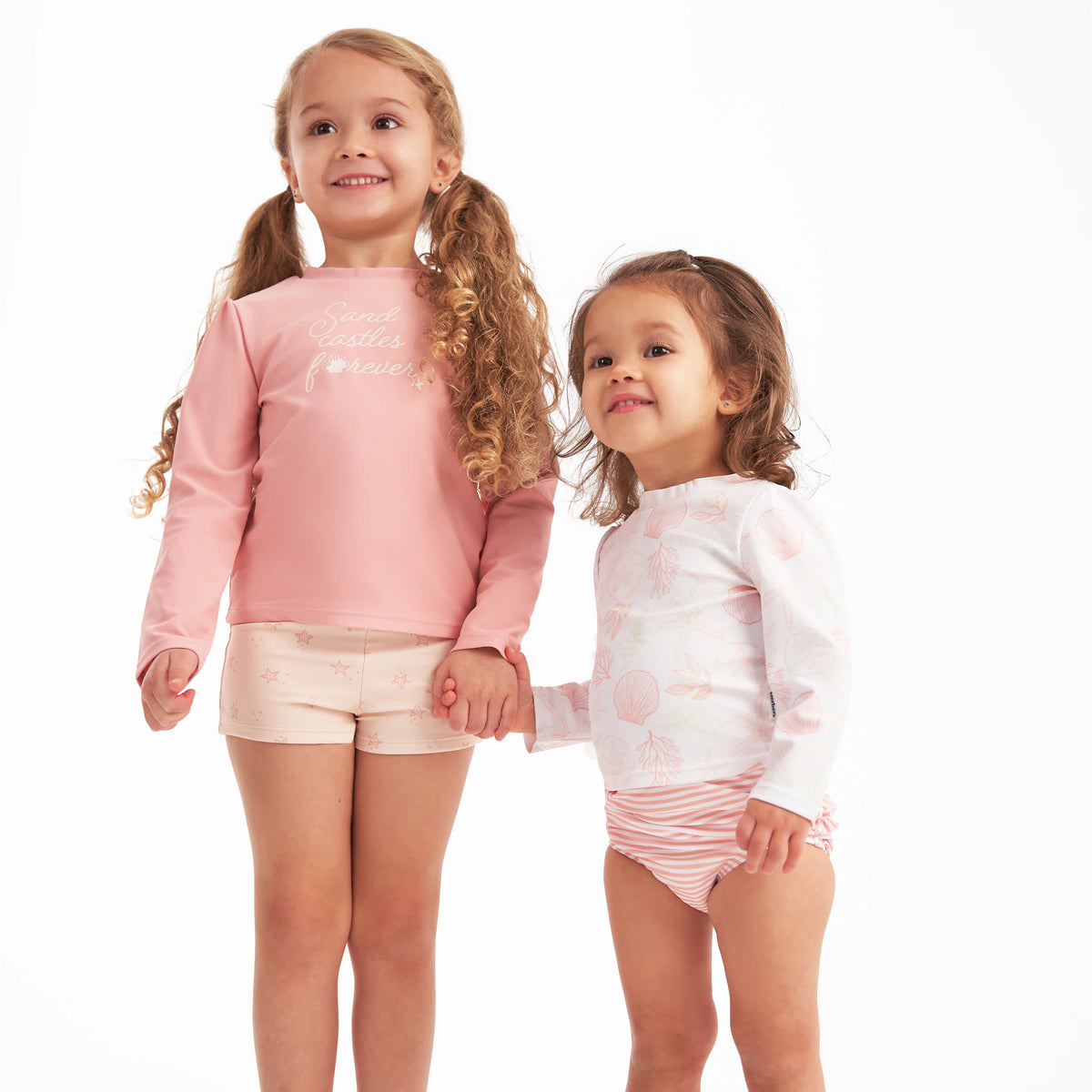 2-Piece Baby Girls Shells Rashguard Set, view 4