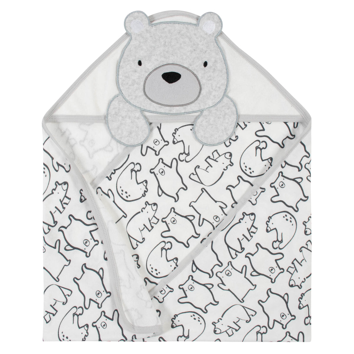 4-Piece Baby Boys Bear Hooded Towel & Washcloths Set, view 2