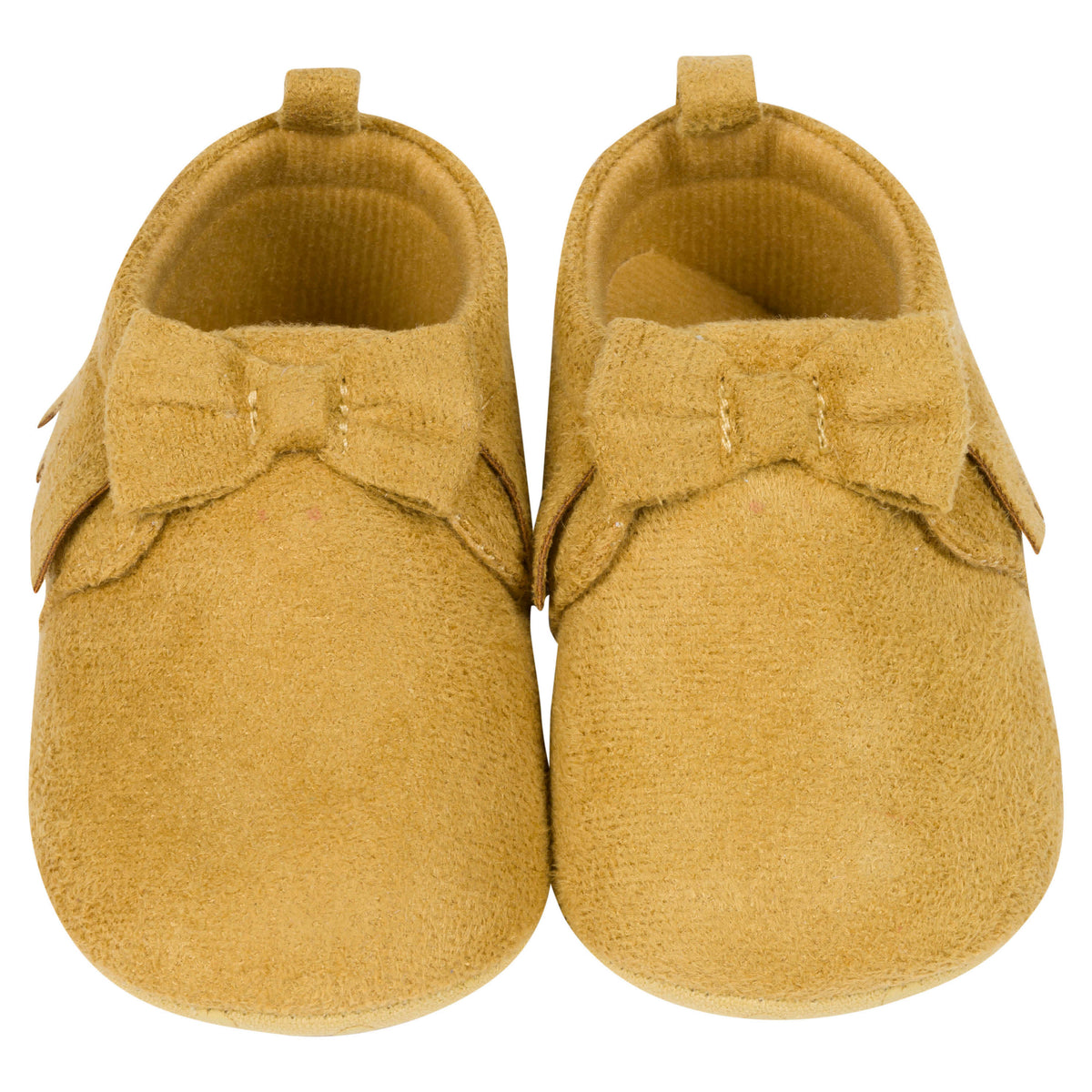 Baby Girls Taupe Fringe Faux Suede Shoes, view 3