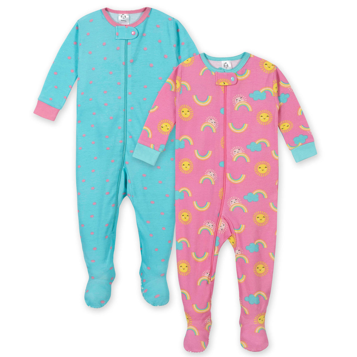 2-Pack Girls Sunshine Snug Fit Unionsuit Pajamas