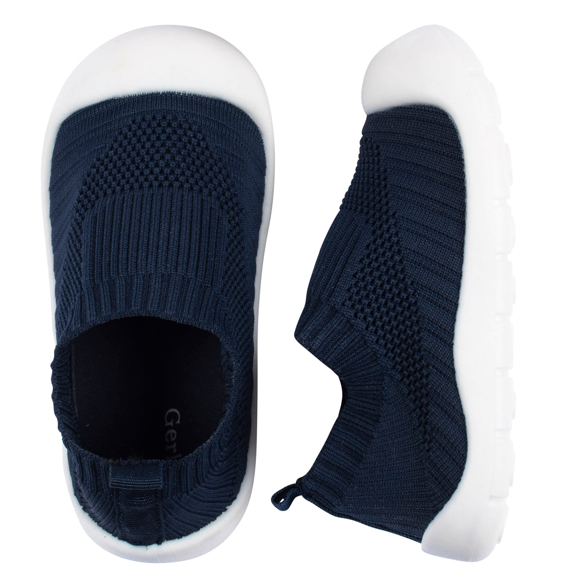 Infant & Toddler Boys Navy Stretchy Knit Slip-On Sneaker, view 2