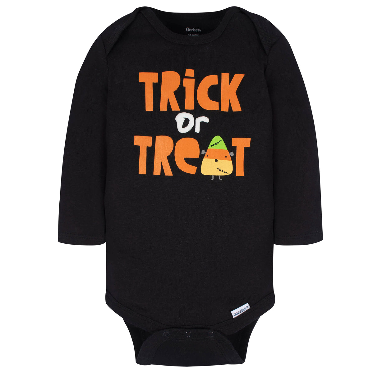 3-Pack Baby Neutral Trick Or Treat Long Sleeve Onesies Bodysuits, view 2