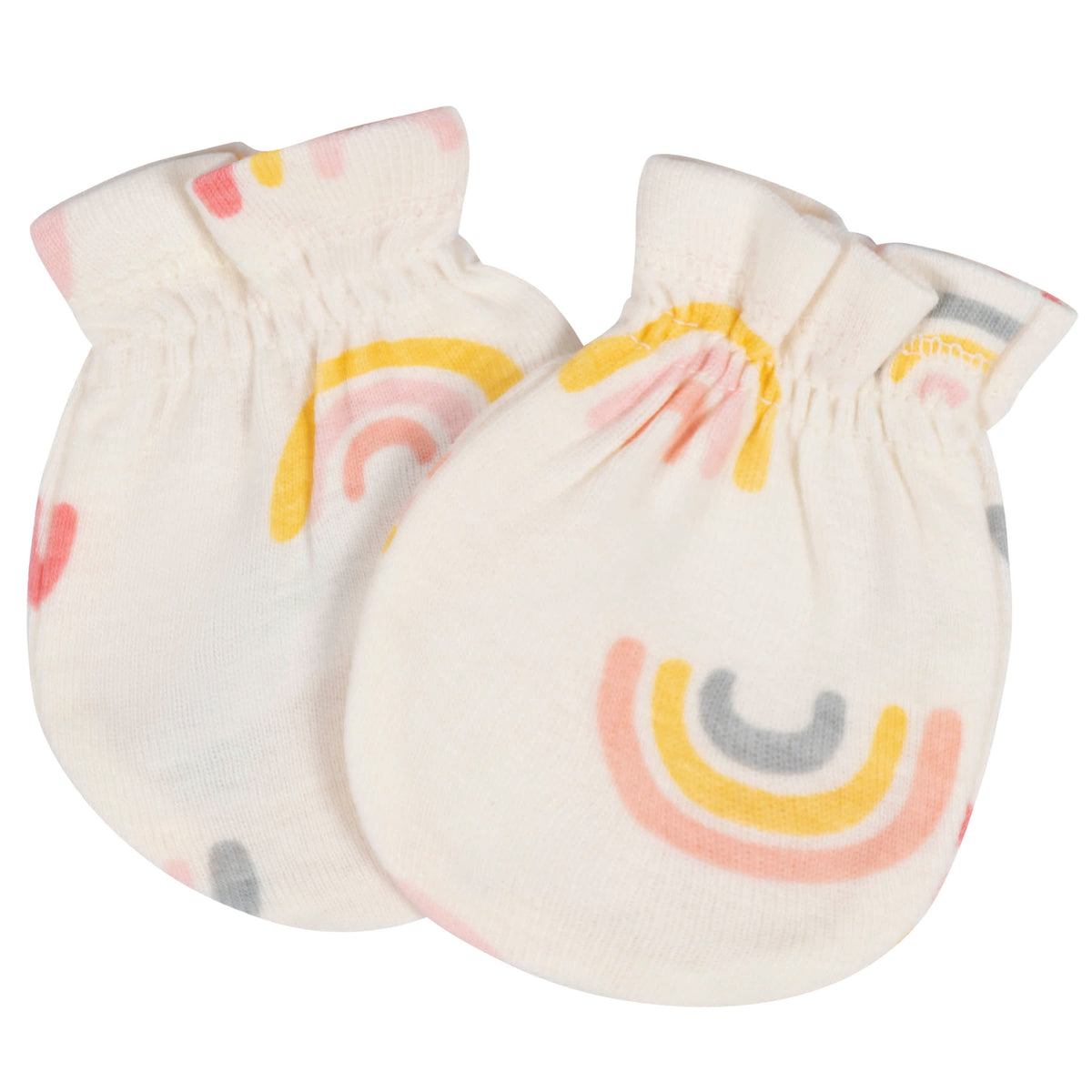 8-Piece Baby Girls Golden Floral No Scratch Mittens & Caps Set, view 3
