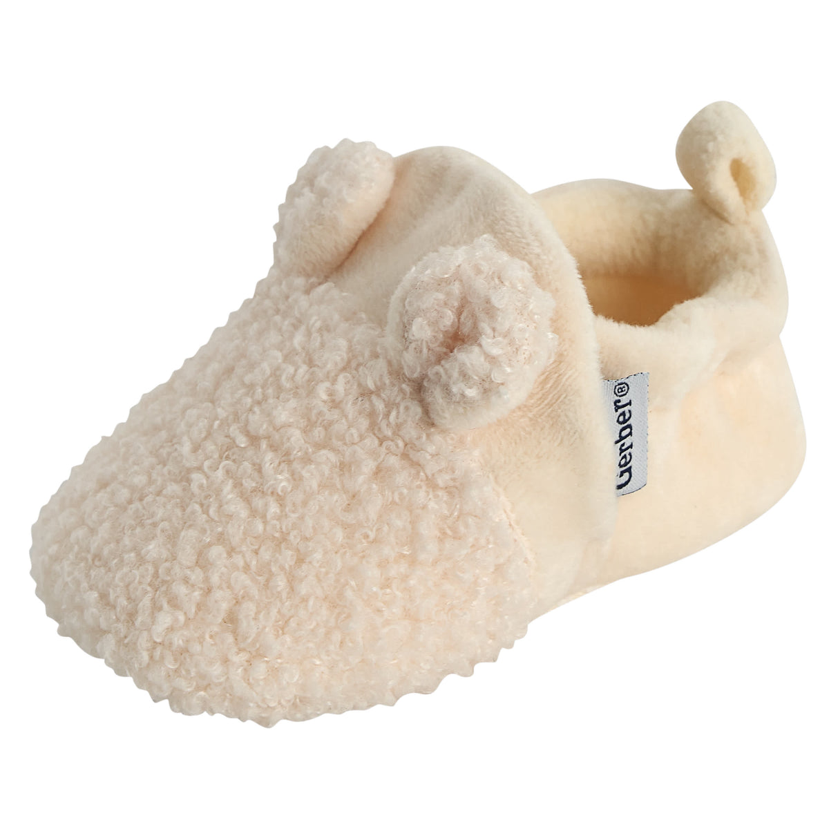 Baby Neutral Ivory Sherpa Booties, view 6