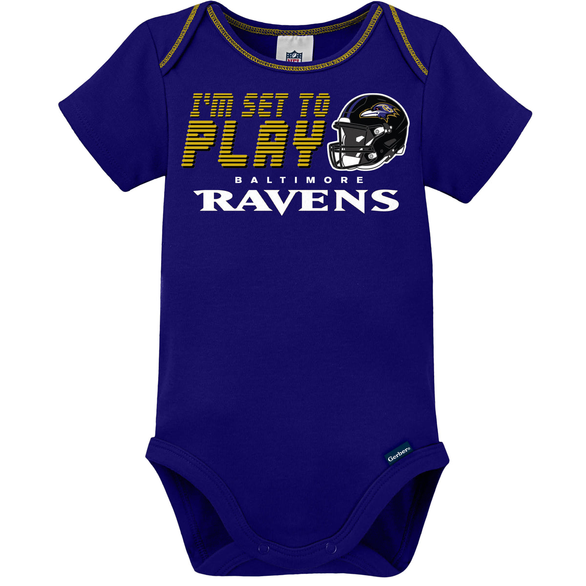 3-Piece Baby Boys Baltimore Ravens Bodysuit, Sleep 'N Play & Cap Set, view 2