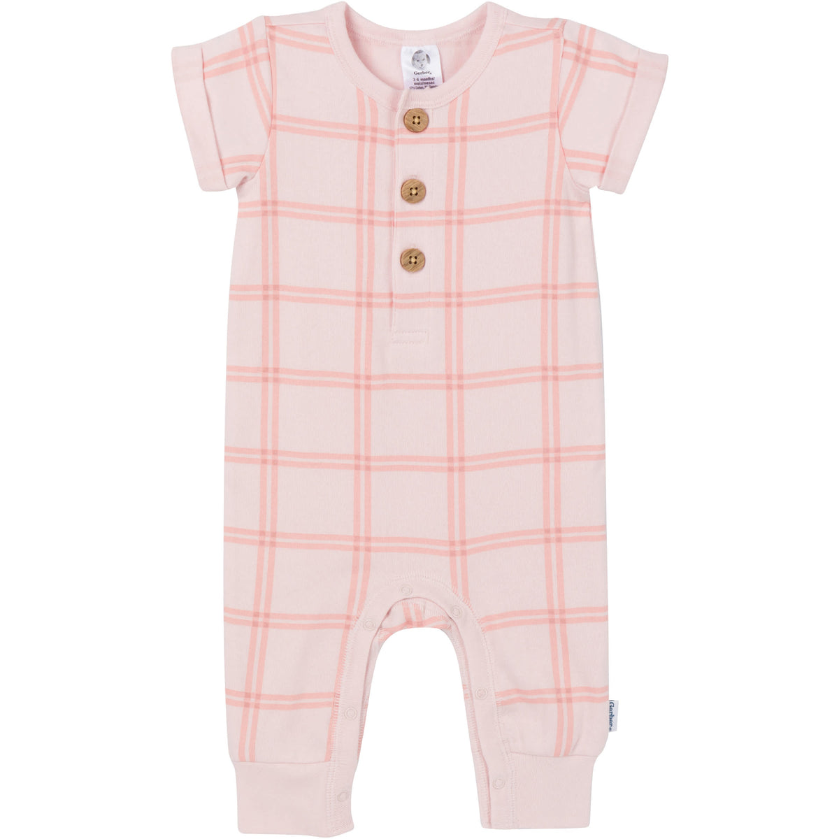 2-Pack Baby Girls Pink Plaid Romper, view 4