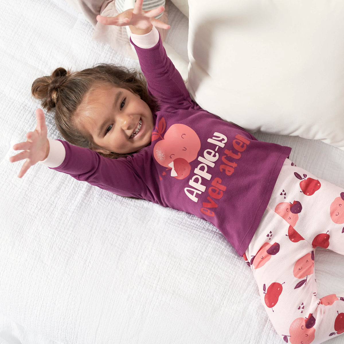 4-Piece Infant & Toddler Girls Apple Bouquets Snug Fit Cotton Pajamas, view 3