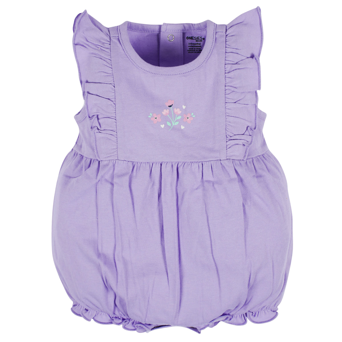 3-Pack Baby Girls Rainbow Floral Rompers, view 5