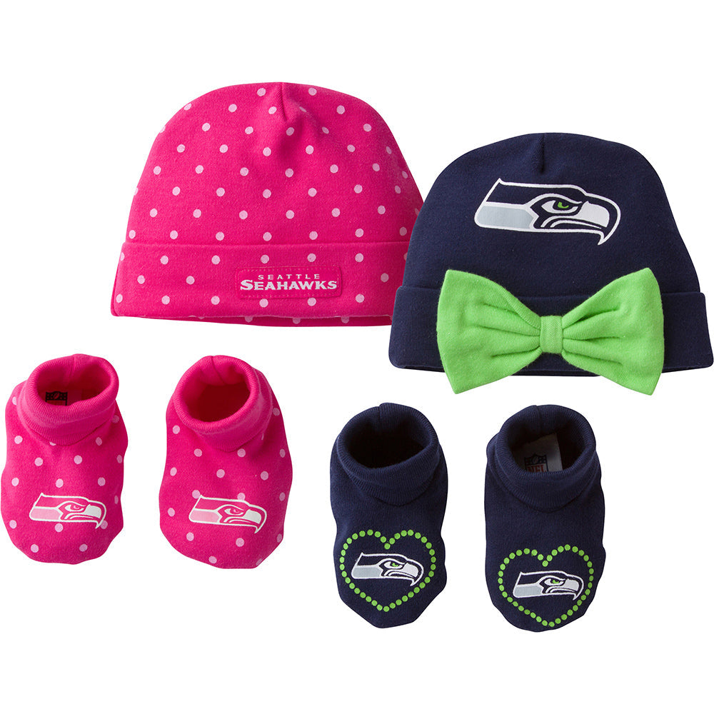 NFL 2-Piece Baby Girls Seahawks Cap and Booties Set