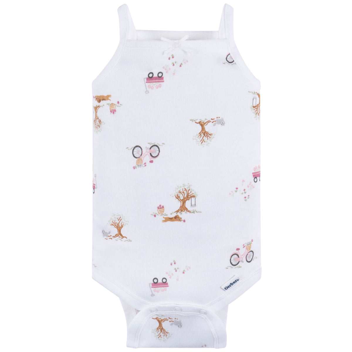 4-Pack Baby Girls Green Foral Sleeveless Onesies Bodysuits, view 4