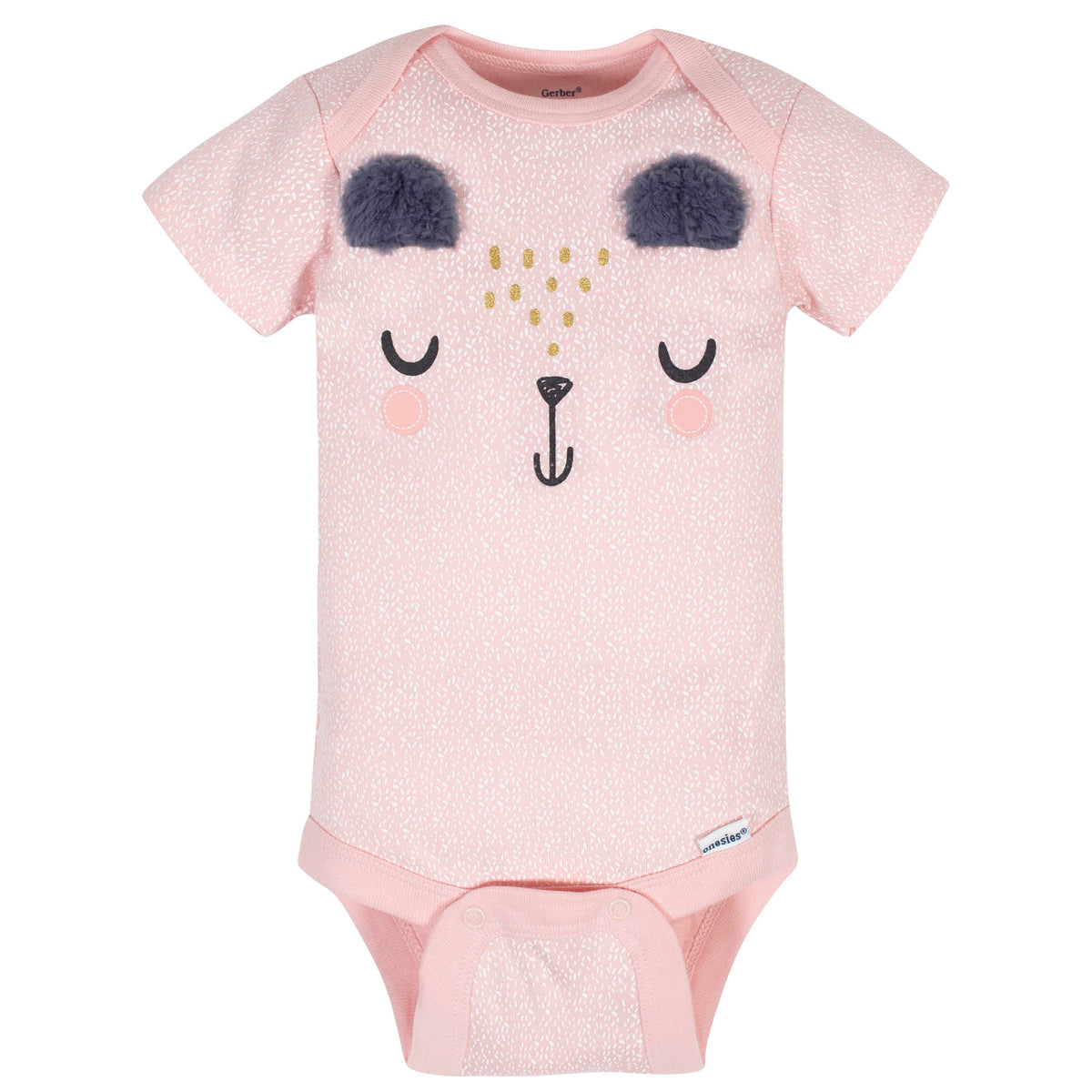 5-Pack Baby Girls Bear Short Sleeve Onesies Bodysuits, view 2