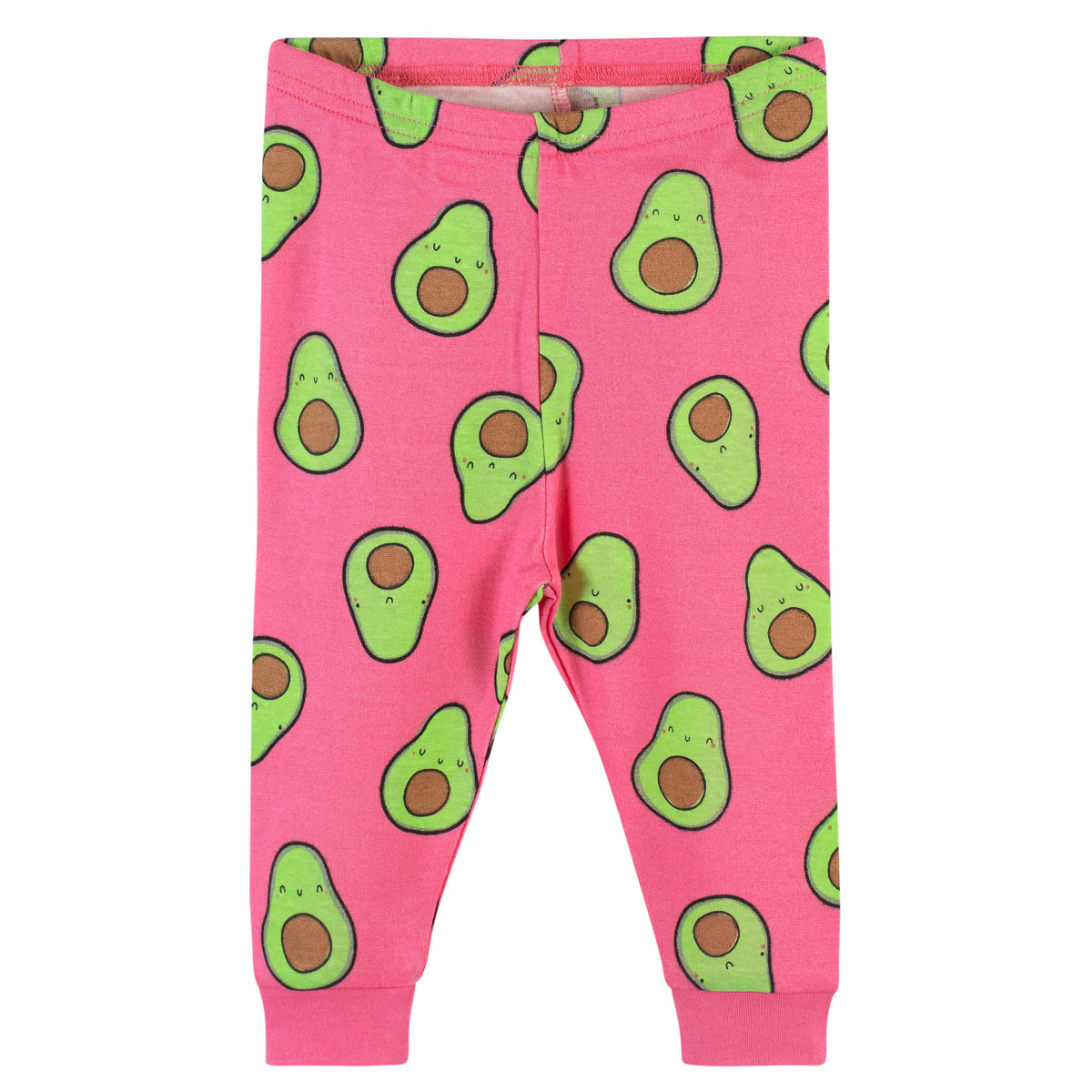4-Piece Infant & Toddler Girls Pink Avocado Snug Fit Cotton Pajamas, view 6