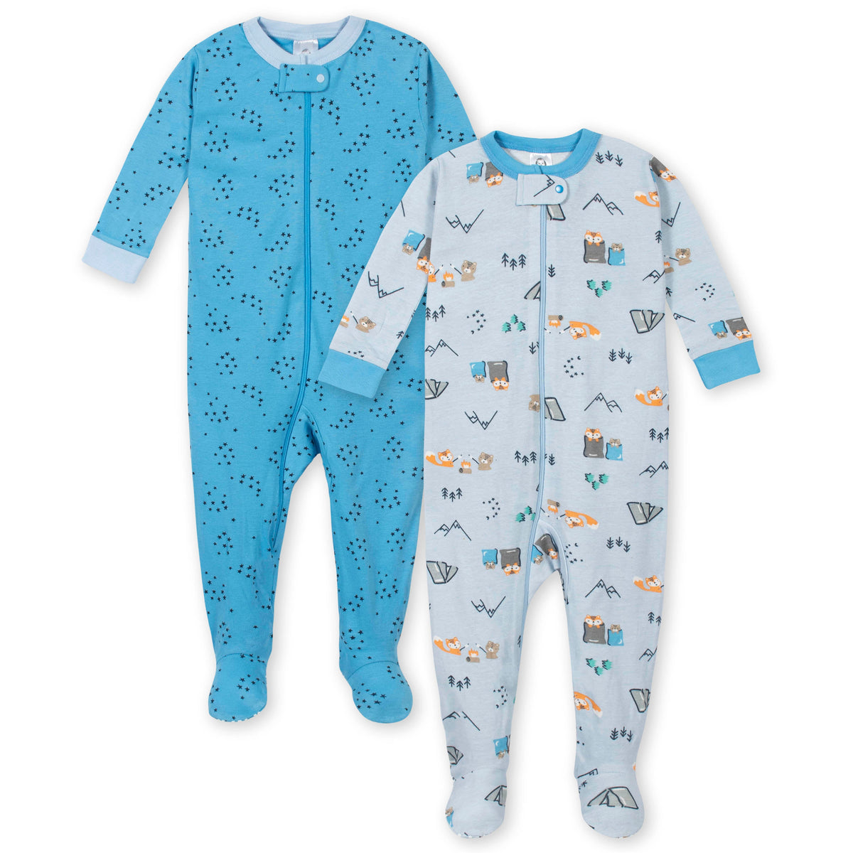2-Pack Boys Camping Snug Fit Unionsuit Pajamas