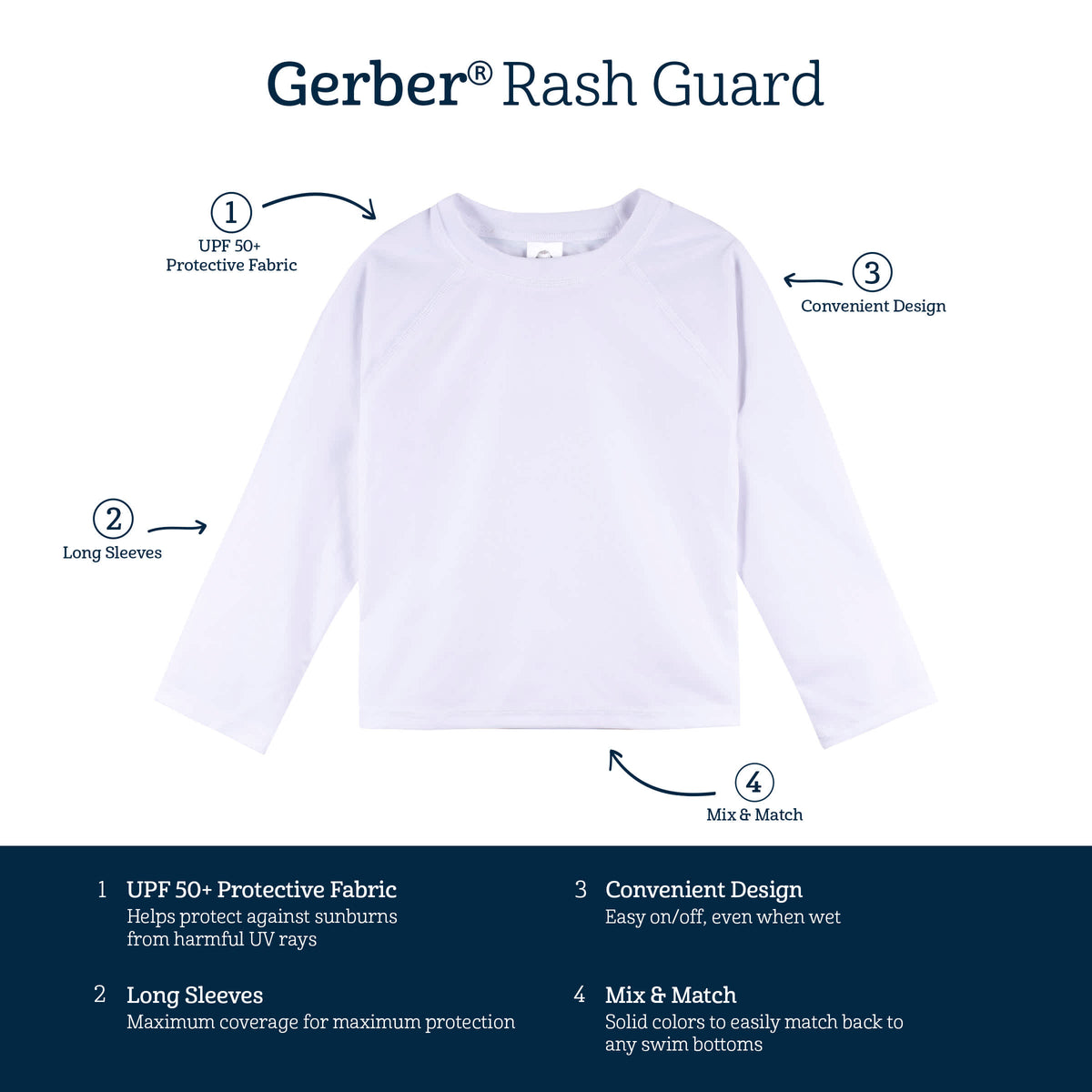 Baby & Toddler Neutral White Rashguard, view 8