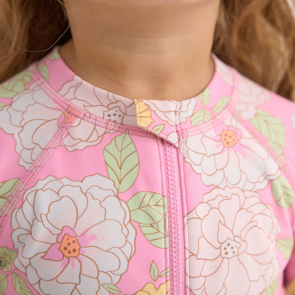 Toddler Girls Peonies Rashguard, view 5