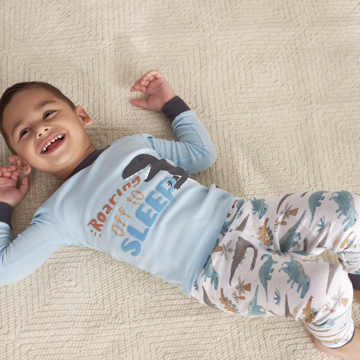 4-Piece Infant & Toddler Boys Dino Blues Snug Fit Cotton Pajamas, view 4