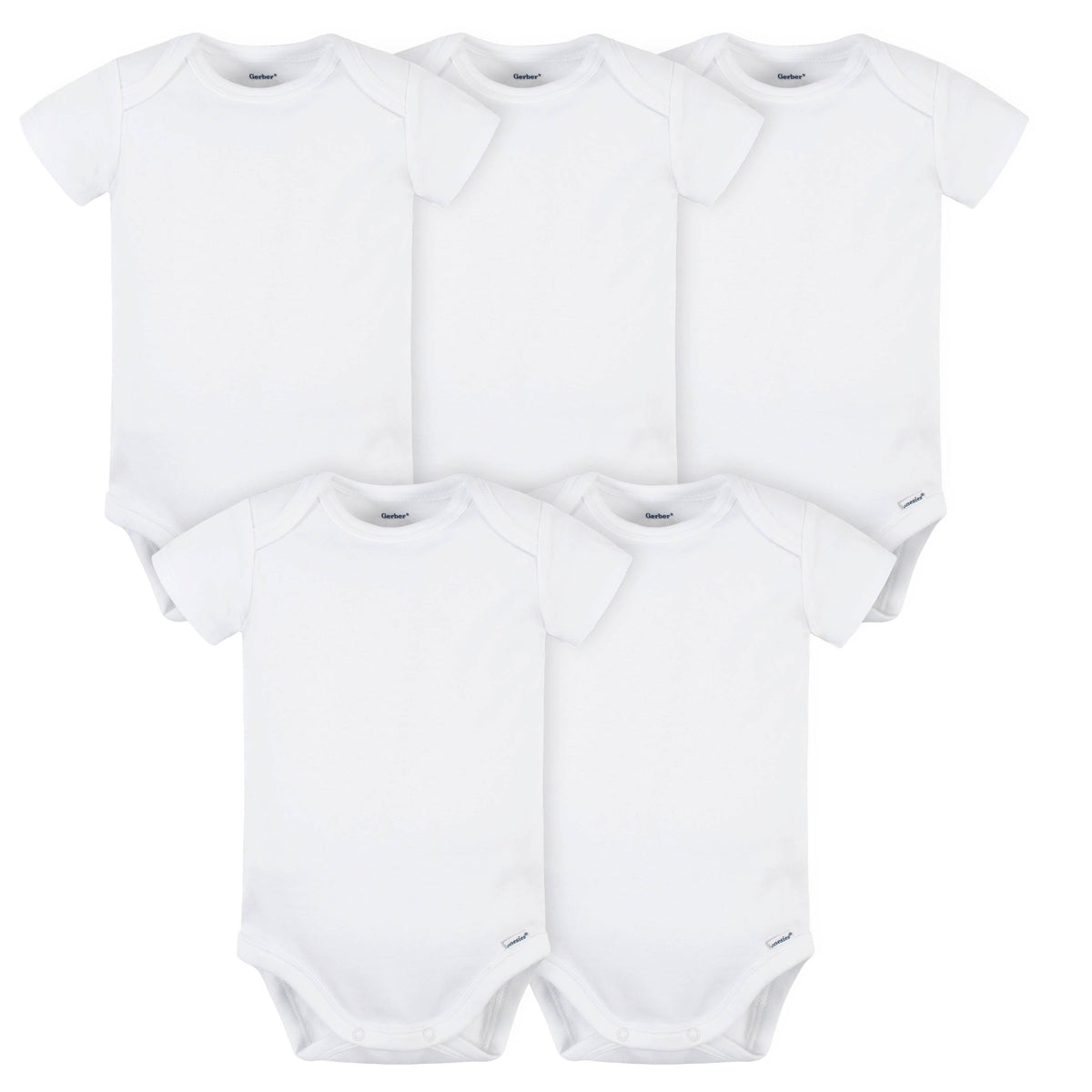 5-Pack White Premium Short Sleeve Onesies Bodysuits