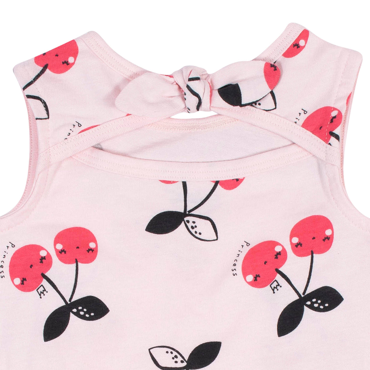 3-Piece Girls Cherry Dress, Diaper Cover, and Hat Set, view 3