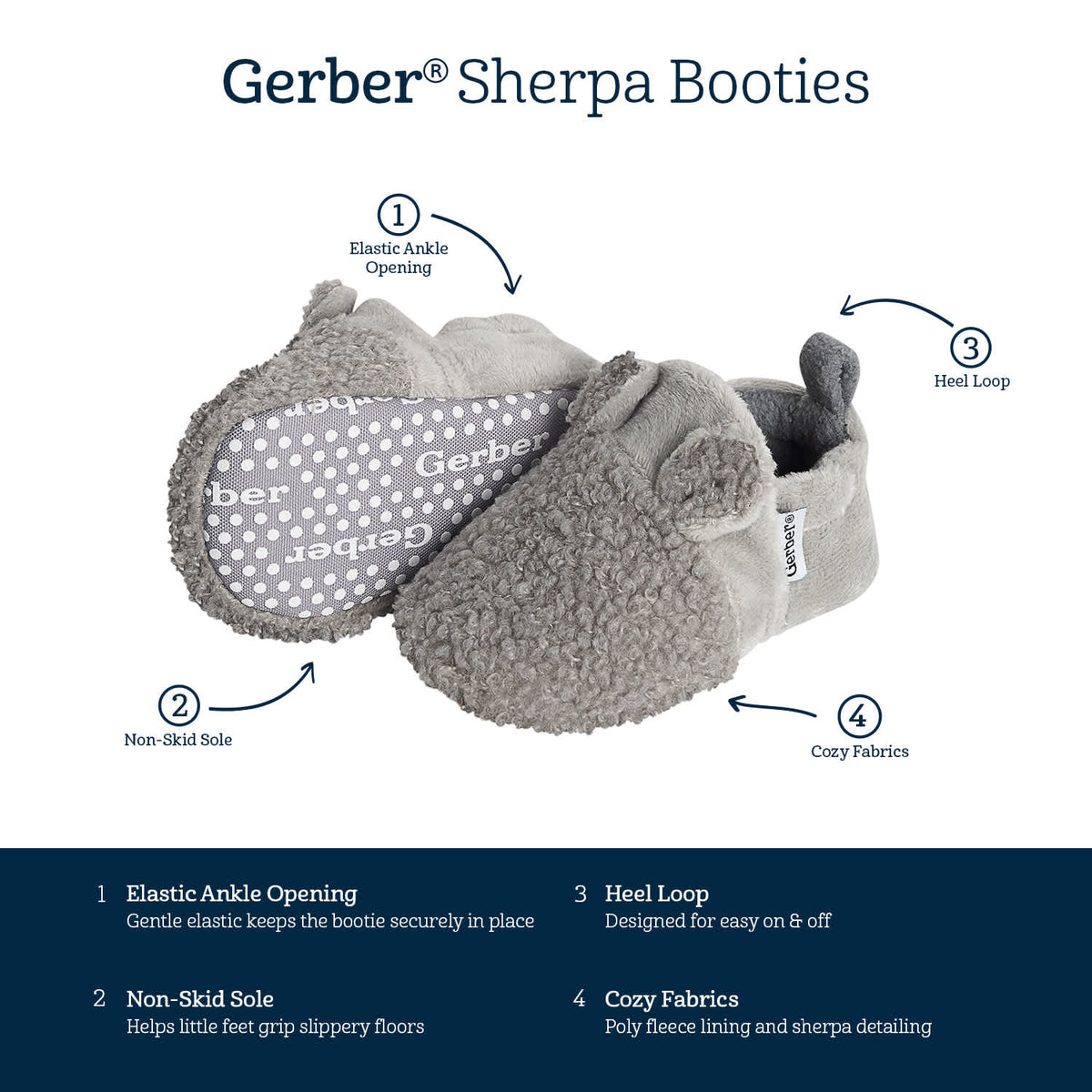 Baby Neutral Gray Sherpa Booties, view 9