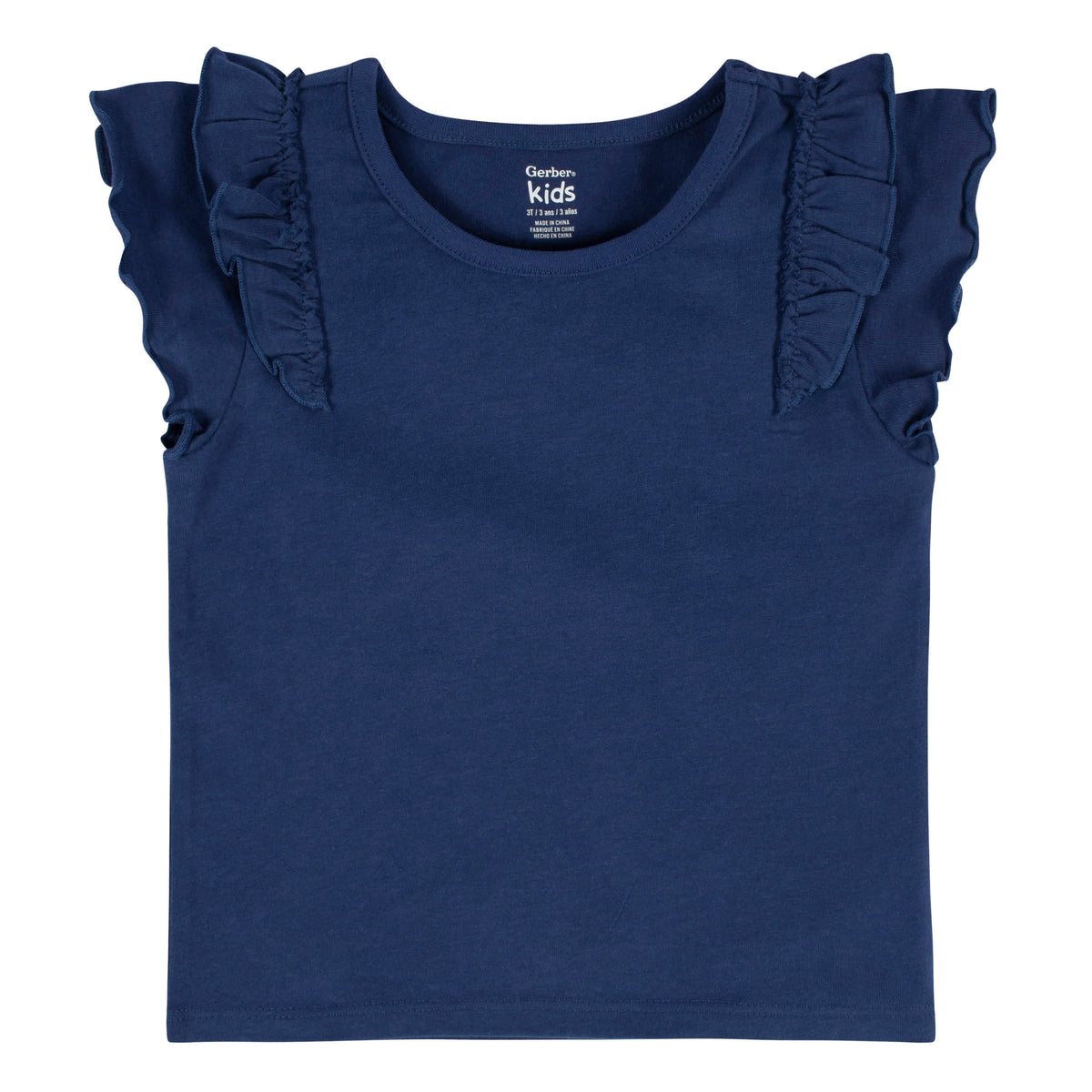 2-Pack Infant & Toddler Girls Blue Double Ruffle Tops, view 4