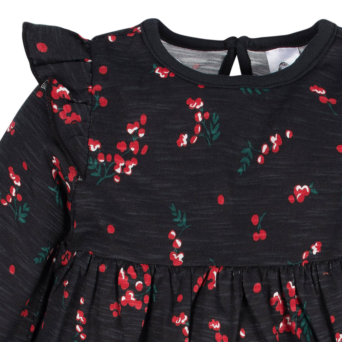 2-Pack Baby & Toddler Girls Holly Berries Babydoll Dresses, view 3