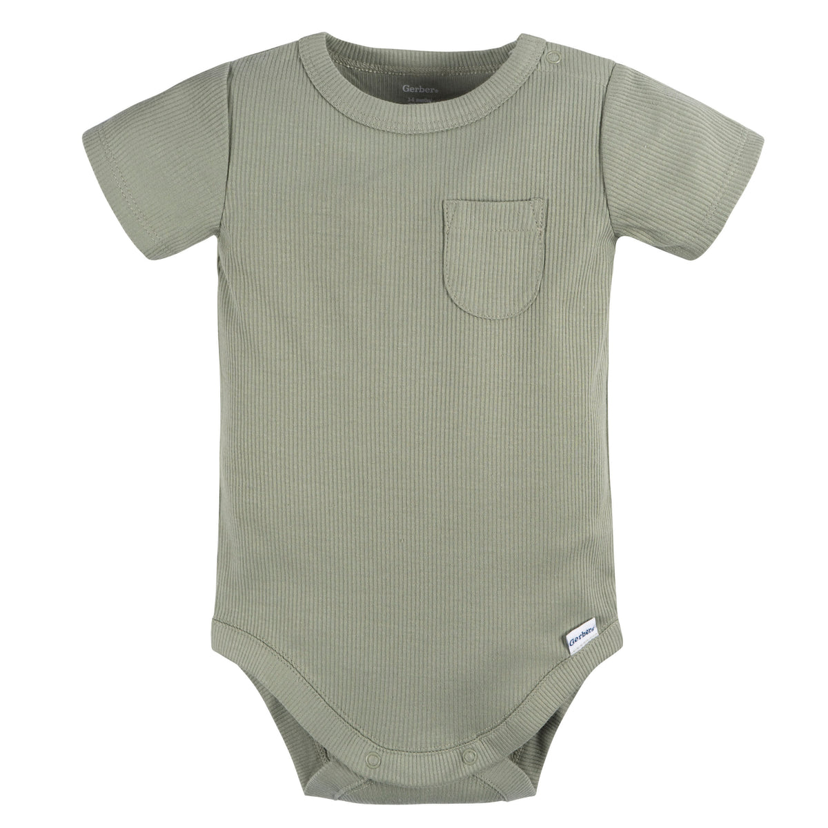 2-Piece Baby Boys Olive Bodysuit and Shorts, view 2