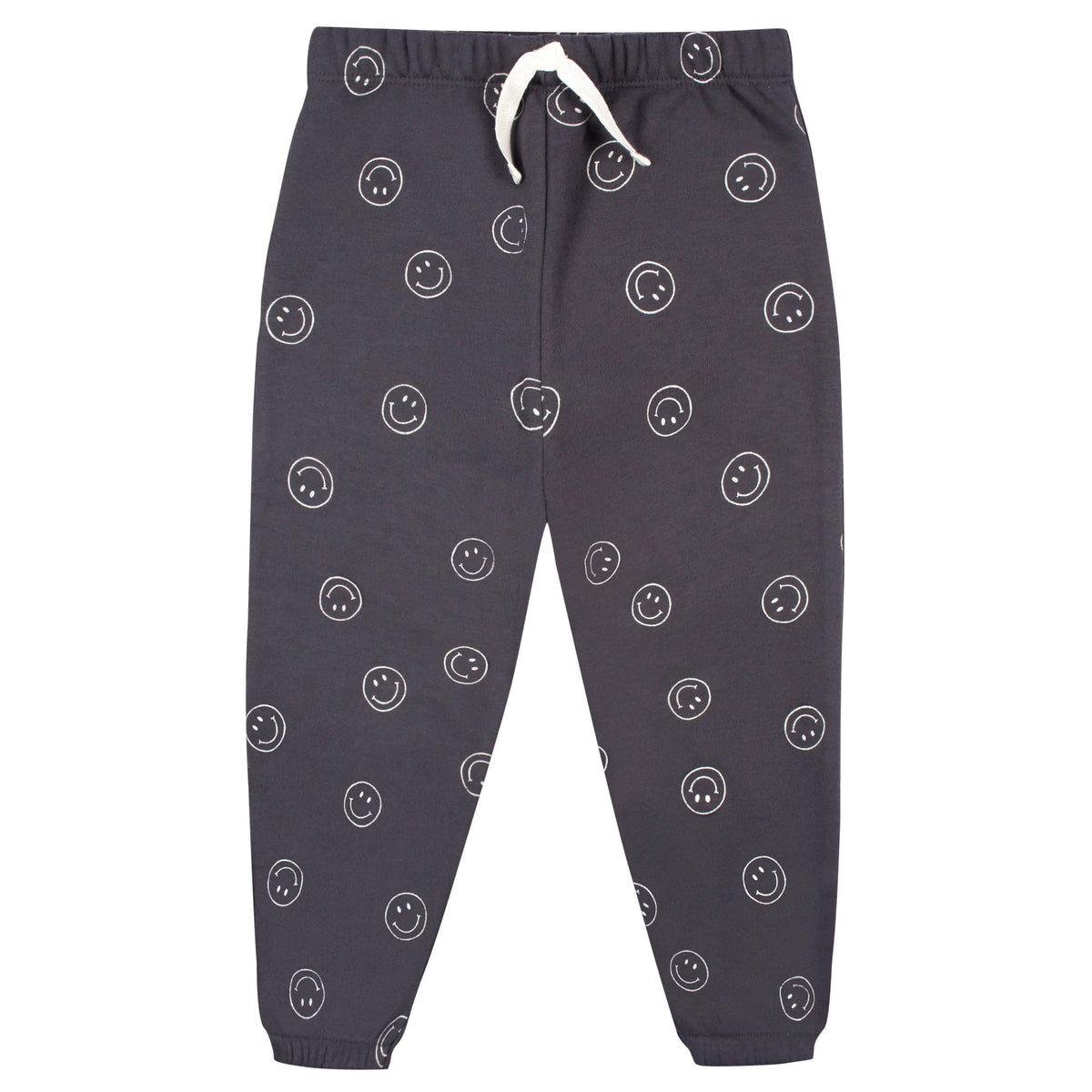 2-Piece Infant and Toddler Boys Charcoal Smiley Sweatshirt & Pant Set, view 3