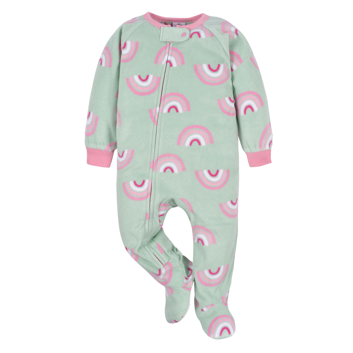 2-Pack Baby & Toddler Girls Green Rainbow Fleece Pajamas, view 7