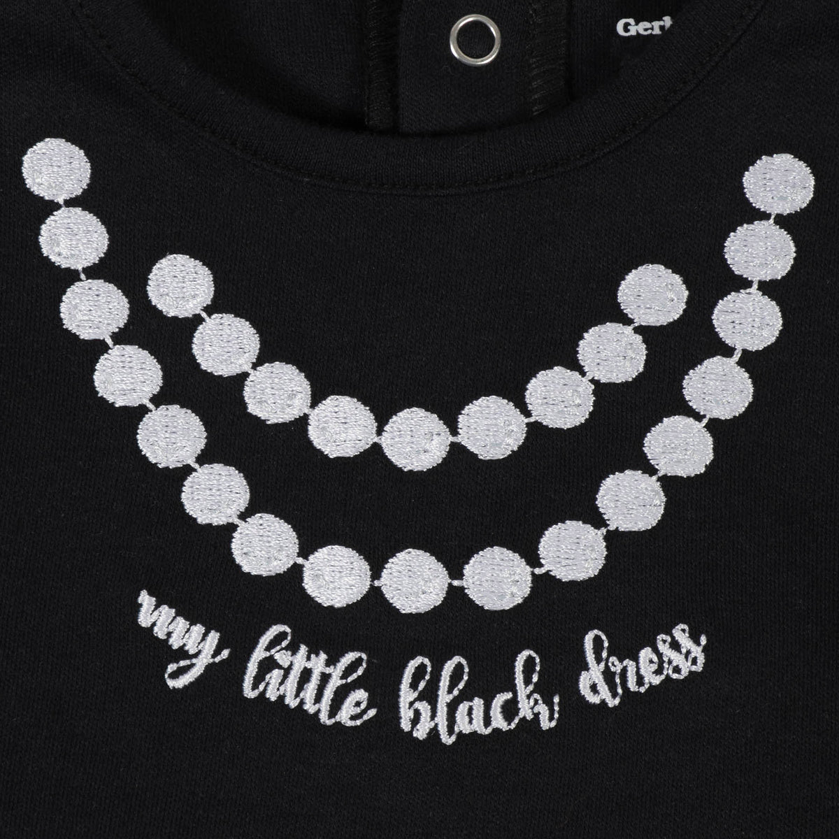 Baby Girls Black Dress Bodysuit With Tutu Skirt, view 3