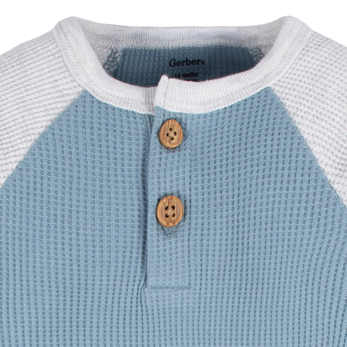 2-Pack Baby Boys Navy & Light Blue Long Sleeve Henley Onesies Bodysuits, view 3