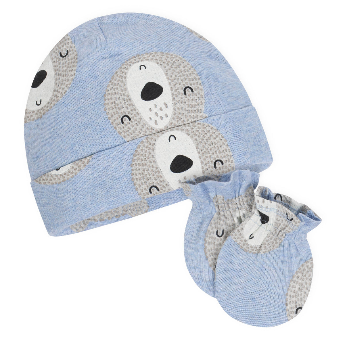 8-Piece Organic Baby Boys Hugs Cap and Mitten Set, view 2