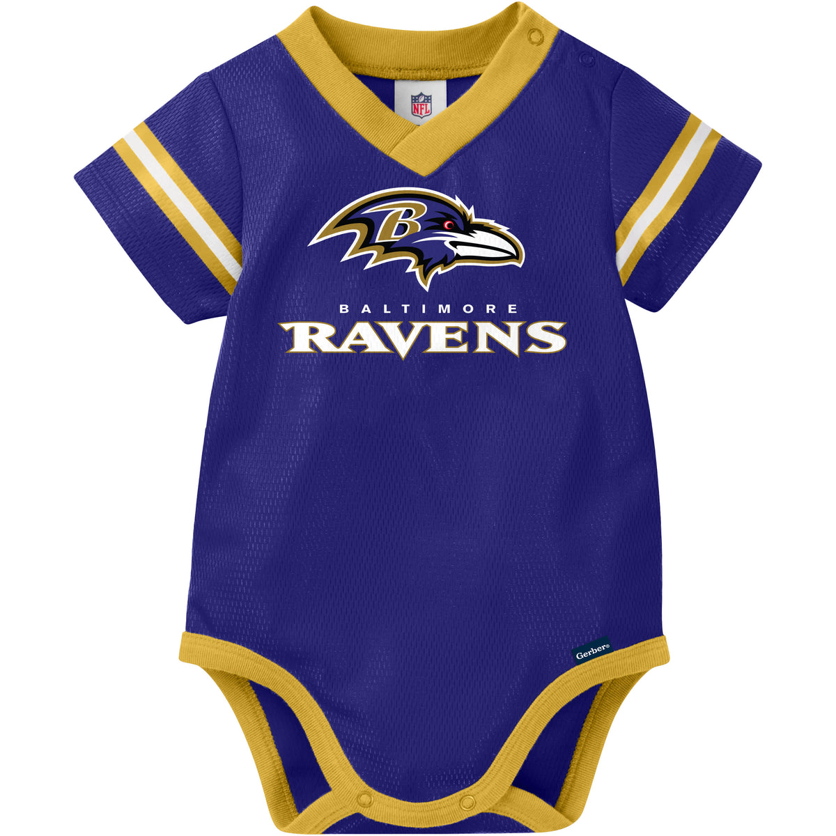 Baby Boys Ravens Short Sleeve Jersey Bodysuit, view 2