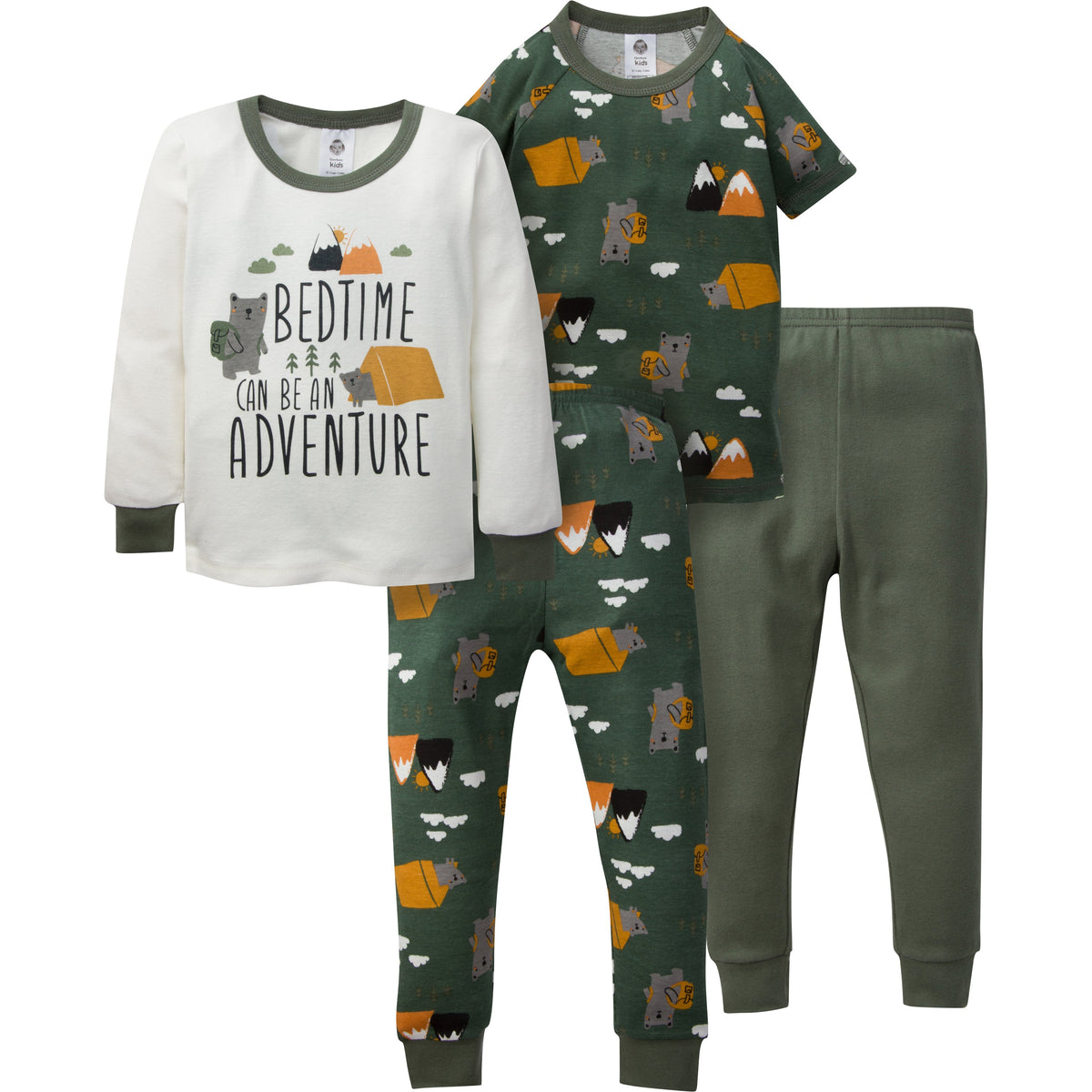 4-Piece Boys Camping Snug Fit Cotton Pajamas