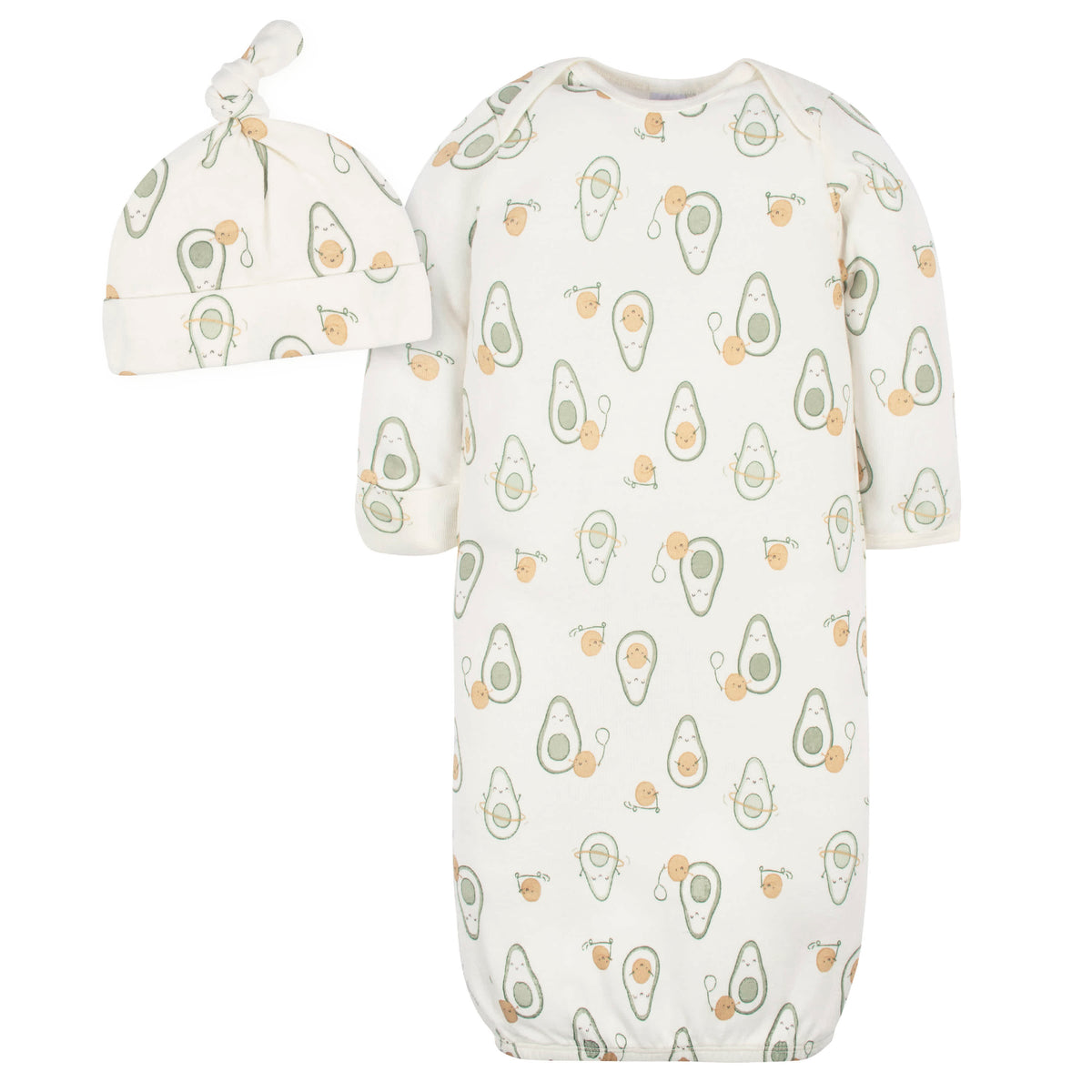 2-Piece Baby Neutral Avo-Cuddle Gown & Cap Set