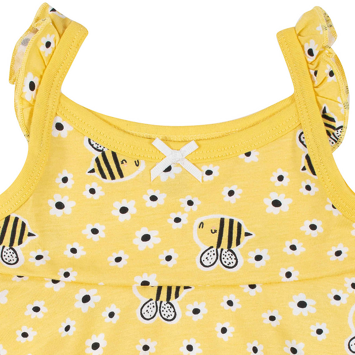 3-Piece Baby & Toddler Girls Bee Garden Dress, Diaper Cover & Sun Hat Set, view 3