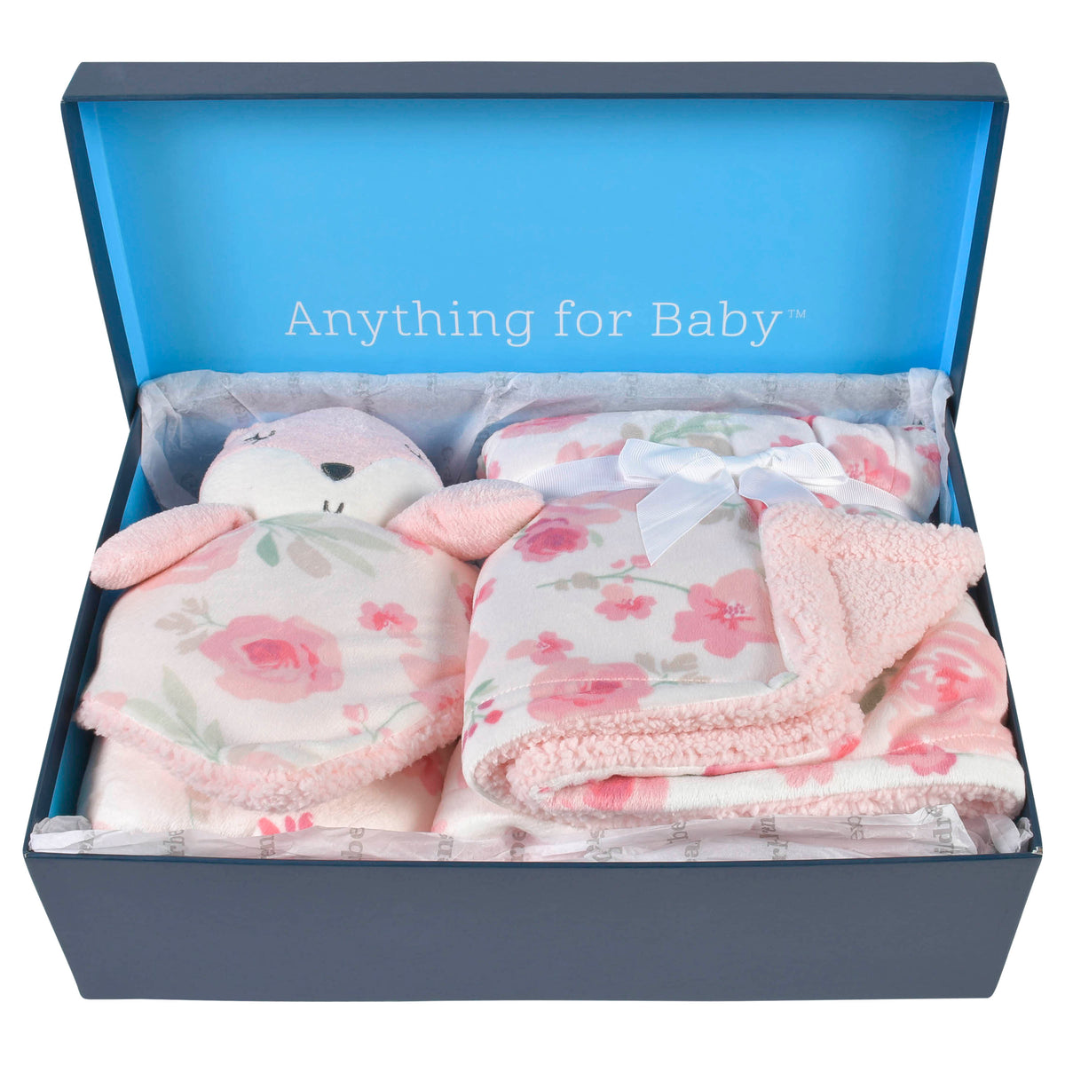 2-Piece Baby Girls Fox Plush Blanket & Security Blanket Set, view 2