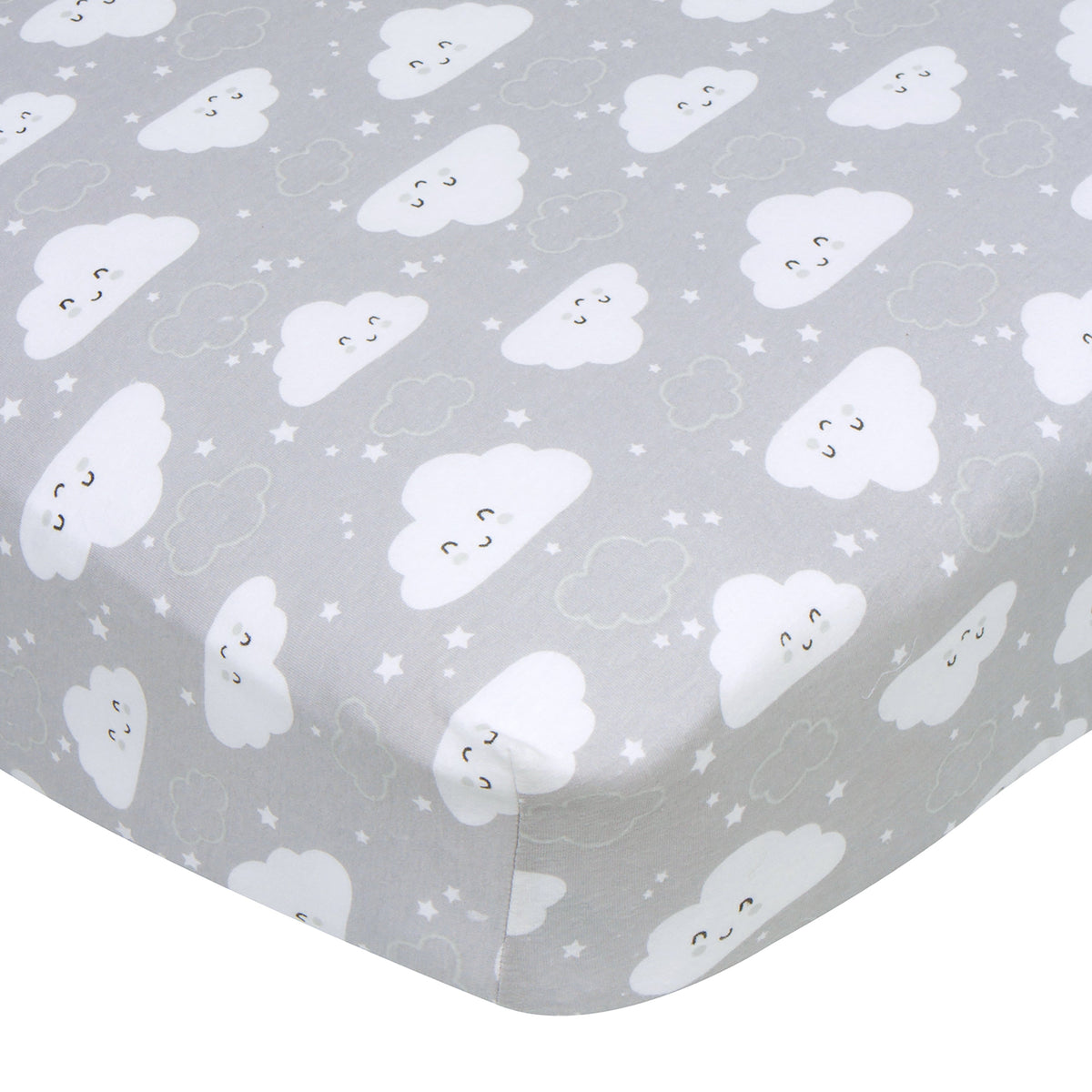 Baby Neutral Clouds Fitted Crib Sheet