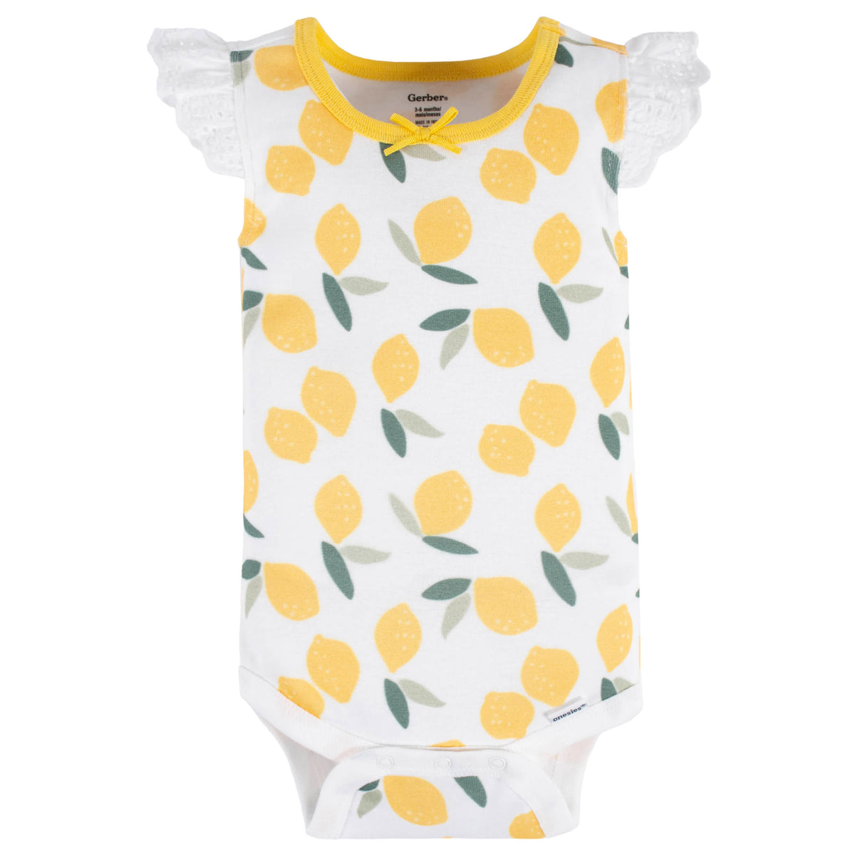 4-Pack Baby Girls Lemon Squeeze Tank Onesies Bodysuits, view 6