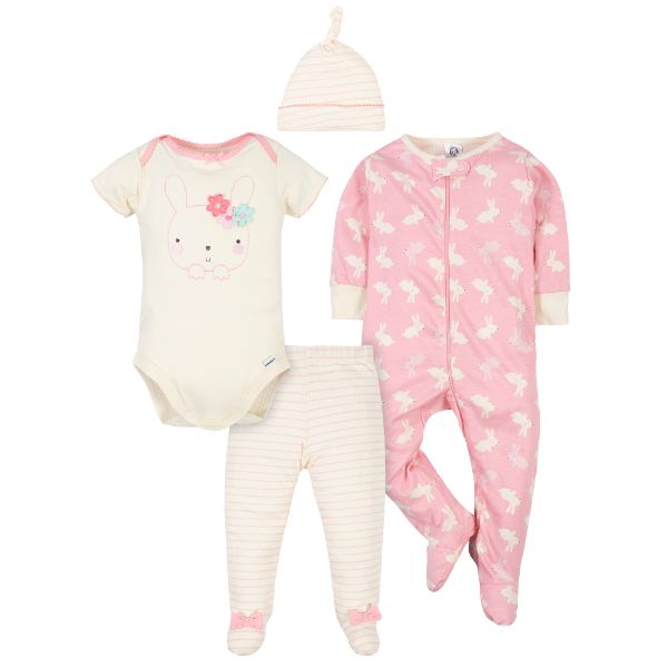 4-Piece Organic Sleep 'N Play, Onesie, Footed Pant, and Cap