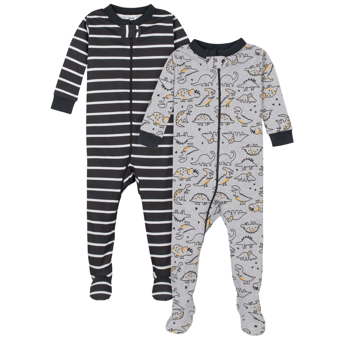 2-Pack Boys Dino Snug Fit Footed Cotton Pajamas