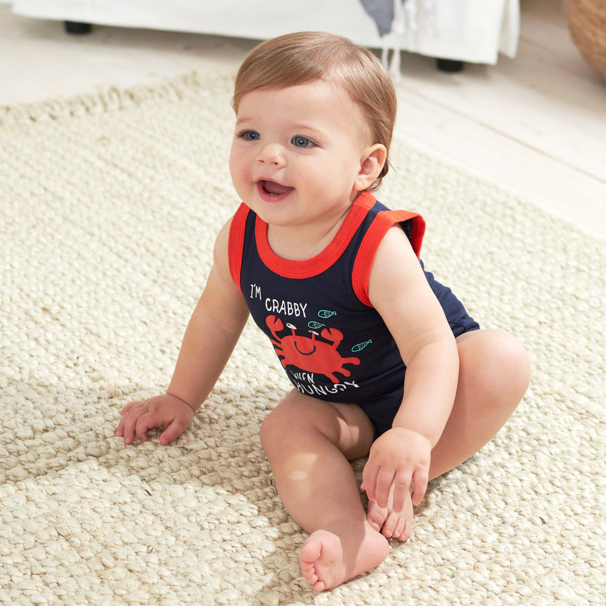 4-Pack Baby Boys Crabby Onesies Bodysuits, view 3