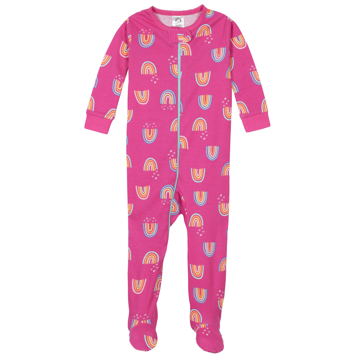 2-Pack Girls Rainbows Snug Fit Footed Cotton Pajamas, view 2