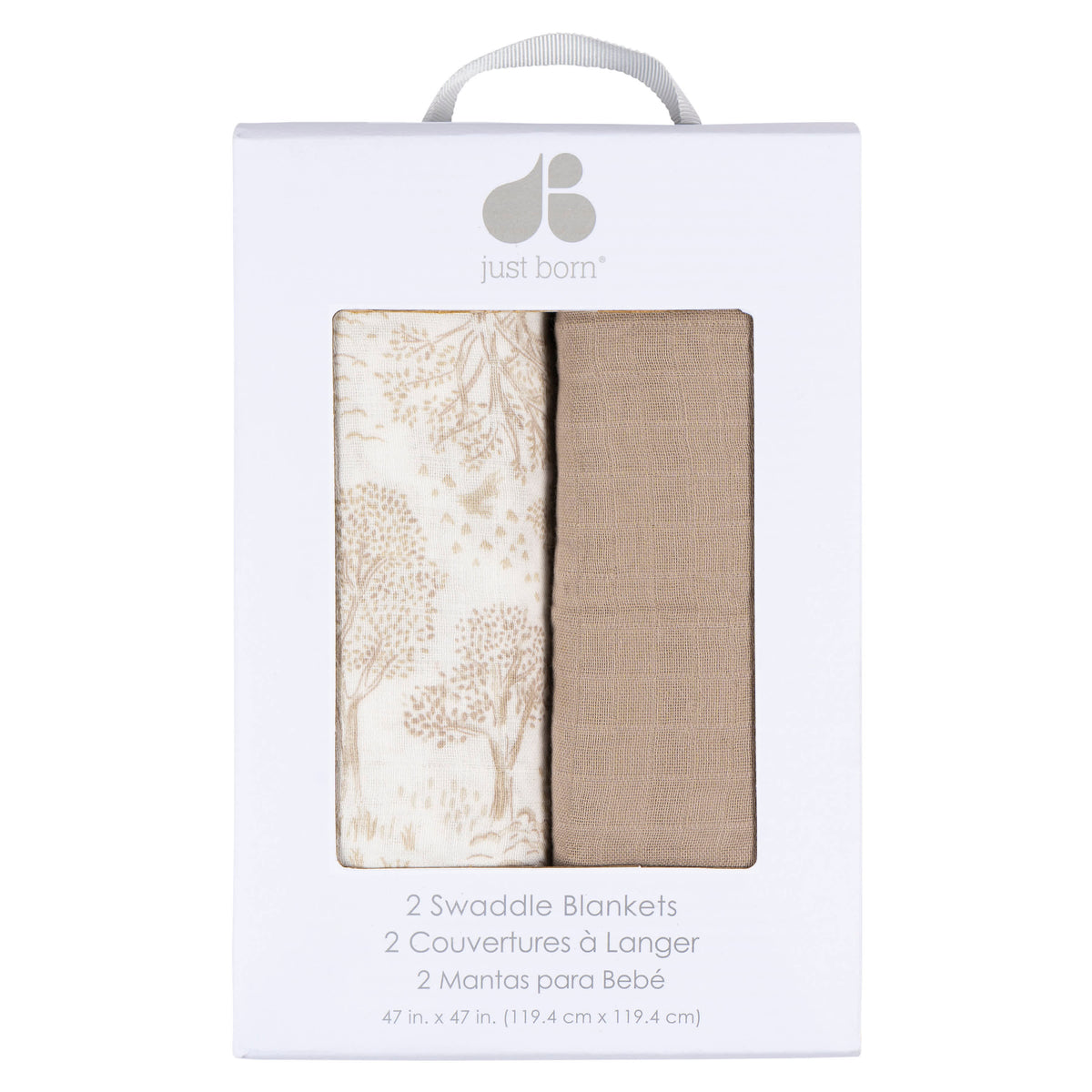 2-Pack Baby Neutral Tan Muslin Swaddle Blanket, view 5