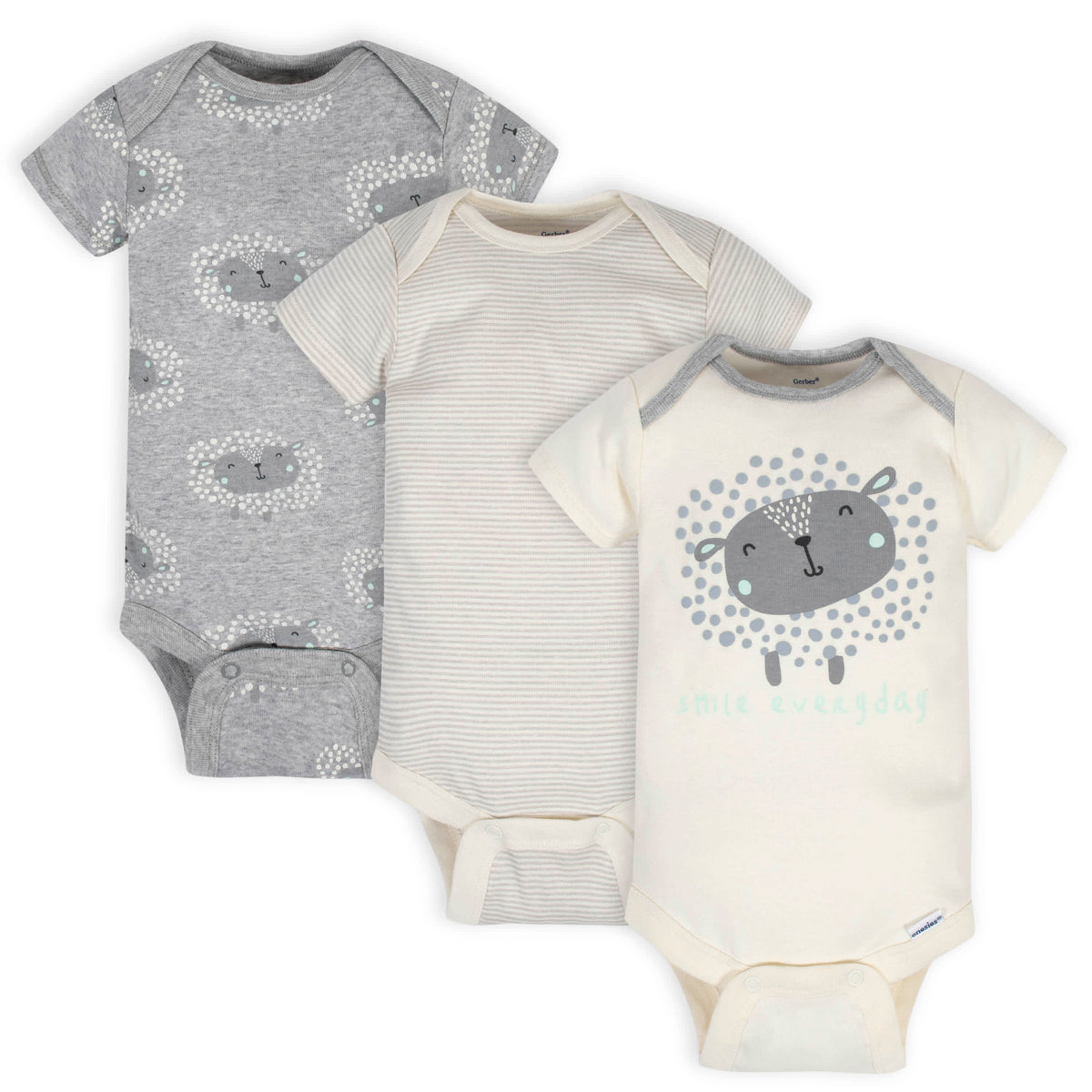 3-Pack Baby Sheep Short Sleeve Onesies Bodysuits