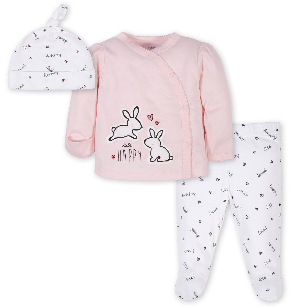 3-Piece Baby Girls Rabbit Take Me Home Set
