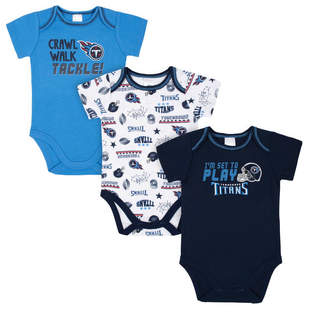 3-Pack Tennessee Titans Short Sleeve Bodysuits