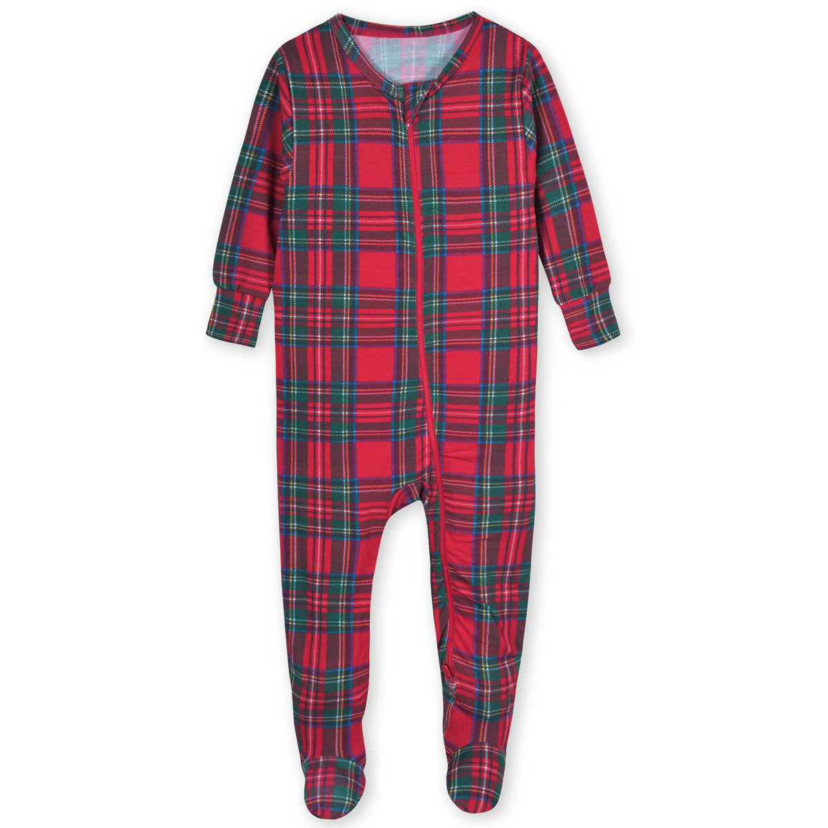 Baby Plaid About You Buttery Soft Viscose Made from Eucalyptus Snug Fit Footed Holiday Pajamas, view 2