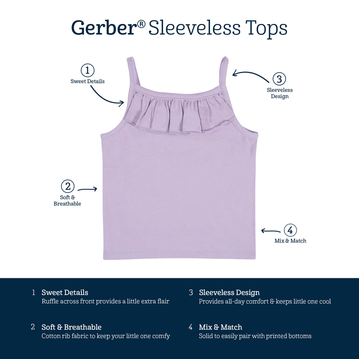 2-Pack Infant & Toddler Girls Pink & Purple Sleeveless Tops, view 6