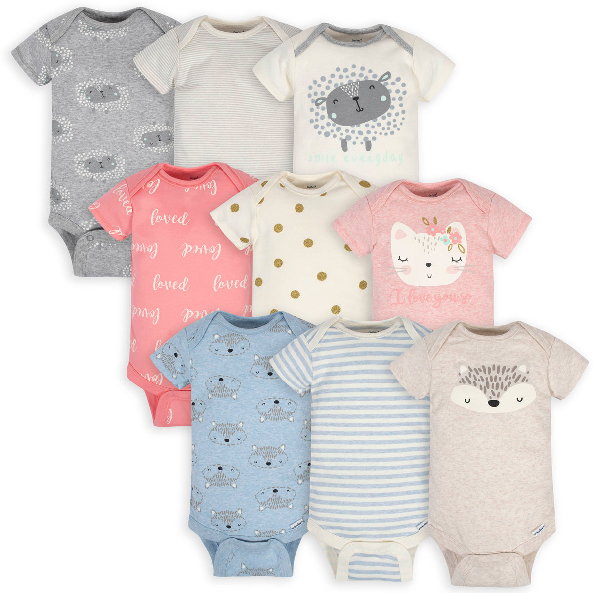 Multi-Gender Organic Short Sleeve Onesies Brand Bodysuit Sets