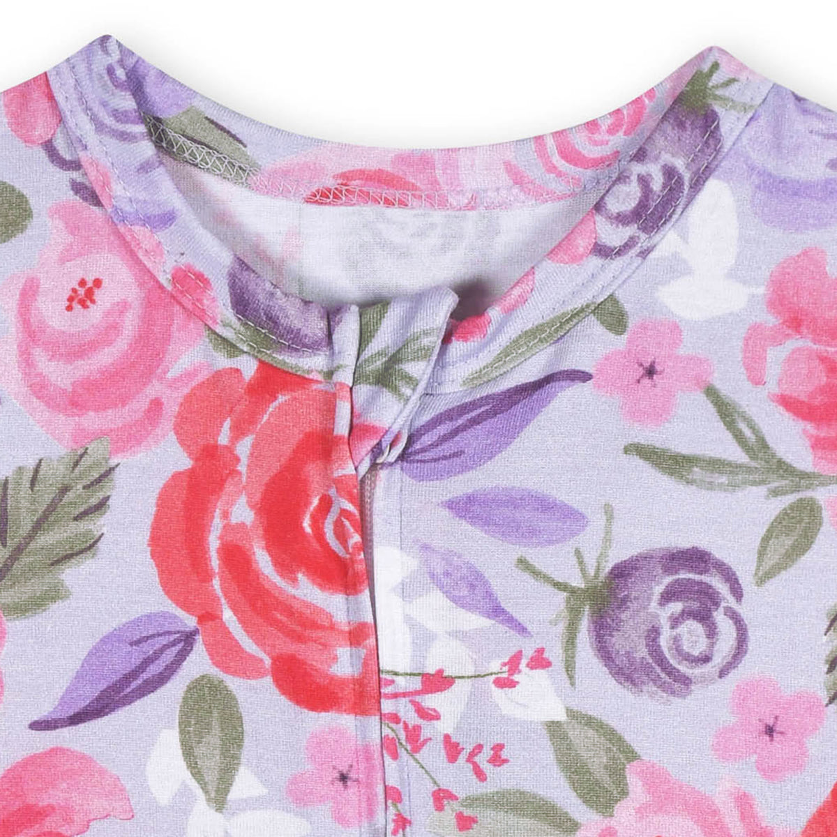 Baby Girls Lilac Garden Buttery Soft Viscose Made from Eucalyptus Snug Fit Romper, view 4